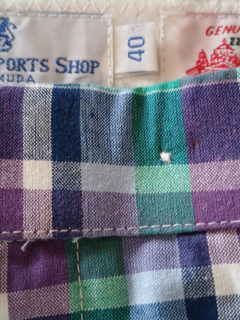 EUC - Men's Plaid Madras Cotton Shorts - Blue/Green/Purple - 40 - Picture 5 of 6
